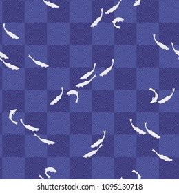 Japanese style fish pattern,
I drew a Japanese style fish in a freehand drawing,
It repeats itself seamlessly,
