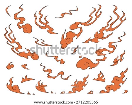Japanese style flame effect illustration material set