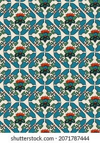 Japanese style floral background.  Japanese Flower Pattern. 