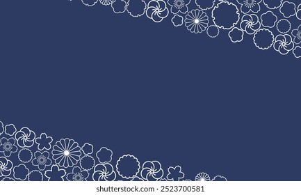 Japanese style floral pattern indigo background illustration