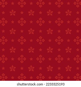 Japanese style flower pattern on red background.