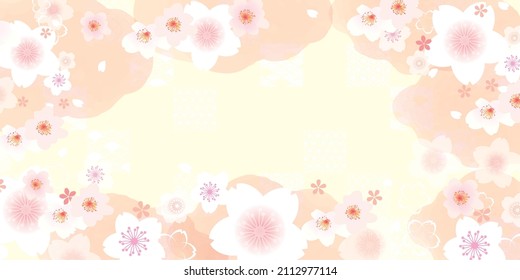 Japanese style fluffy cherry blossom illustration background