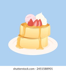 japanese style fluffy pancake, vector illustration
