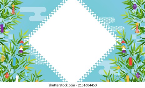 Japanese style frame of bamboos with Tanabata decorations