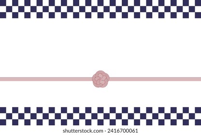 Japanese style frame with checkered pattern and plum knot