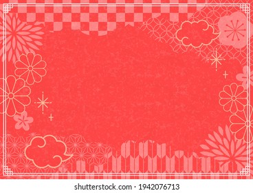 Japanese style frame with chrysanthemum and patterns