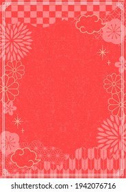 Japanese style frame with chrysanthemum and patterns