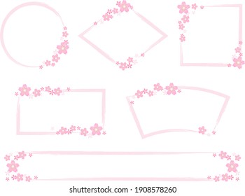 Japanese style frame collection of cherry blossoms