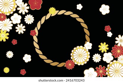 Japanese style frame with flowers and decorations