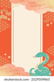 Japanese style frame New Year title background Year of the snake