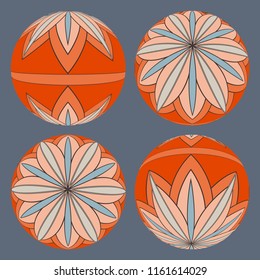 japanese style game balloons in blue and orange shades