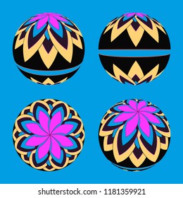 japanese style game balloons with lotus in blue and pink shades
