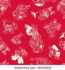 Japanese style ghost illustration pattern