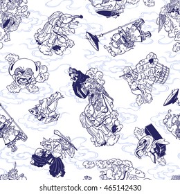 Japanese style ghost illustration pattern