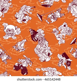 Japanese style ghost illustration pattern