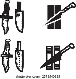 japanese style gyuto chef knife damascus steel icon isolated on transparent background vectorknife line icon in white and black colorsknife icon design vector logo template EPS 10Knife icon design