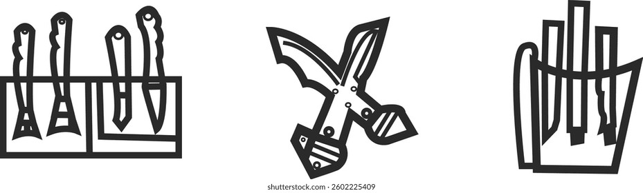 japanese style gyuto chef knife damascus steel icon isolated on transparent background vectoEditable line icon of crossed cutlery, part of a huge set of editable icons!Knife Icon Flat Graphic Design