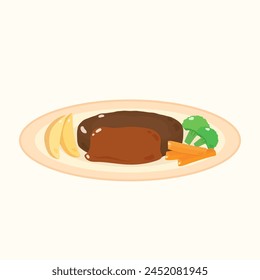 japanese style hamburger, vector illustration