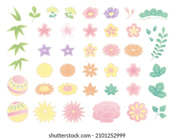 Japanese style handwriting flower set 