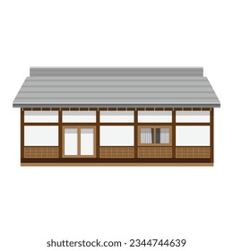 Japanese style house isolated on white background. Vector illustration