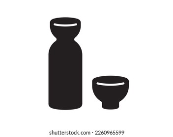 Japanese style icon [Ochoko tokkuri, Japanese sake] Vector illustration