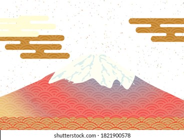 It is a Japanese style illustration of beautiful Mt. Fuji in Japan.
