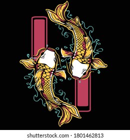 JAPANESE STYLE ILLUSTRATION KOI FISH