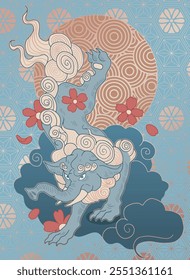  japanese style illustration, legendary creature baku, tattoo design, mythology, fantasy