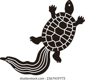 Ilustración de la tortuga al estilo japonés (negro)