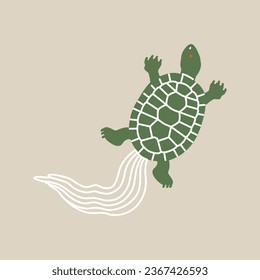 Japanese style illustration of turtle (color)