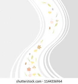 Japanese style image. Fall leaves background material.