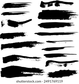 Japanese Style Material, Brush Stroke Line Illustration Set, Vector