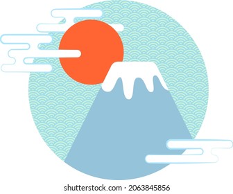 Japanese style material template Mt. Fuji and sunrise