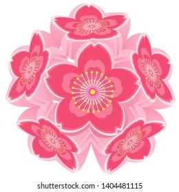 Japanese style multi-layer petal Abstract deformation pink vector sakura Blossom