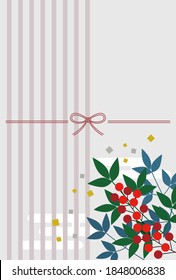 Japanese style new year greeting card with nandina.