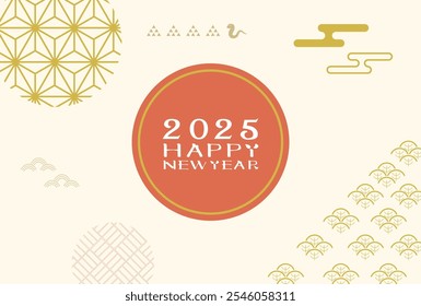 Japanese style New Year's card material 2025 Year of the Snake (Year of the Snake, era name, New Year's greetings, Happy New Year)