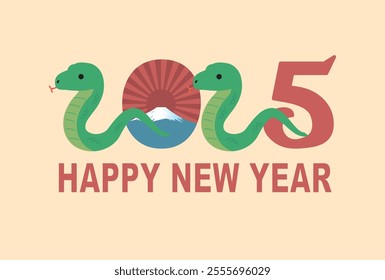 Japanese style New Year's card material 2025 Year of the Snake (Year of the Snake, era name, New Year's greetings, Happy New Year)