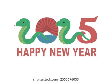 Japanese style New Year's card material 2025 Year of the Snake (Year of the Snake, era name, New Year's greetings, Happy New Year)