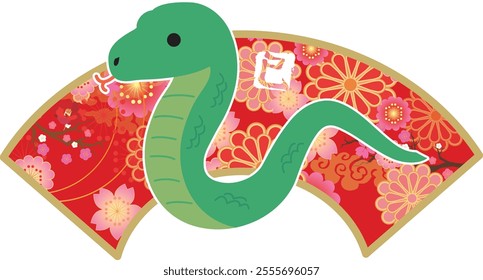 Japanese style New Year's card material 2025 Year of the Snake (Year of the Snake, era name, New Year's greetings, Happy New Year)