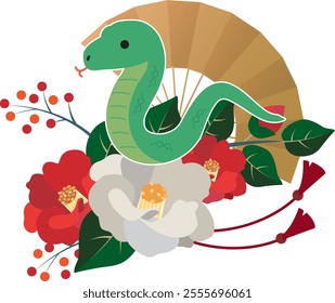 Japanese style New Year's card material 2025 Year of the Snake (Year of the Snake, era name, New Year's greetings, Happy New Year)