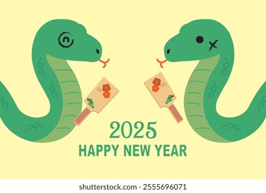 Japanese style New Year's card material 2025 Year of the Snake (Year of the Snake, era name, New Year's greetings, Happy New Year)