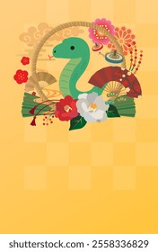 Japanese style New Year's card material 2025 Year of the Snake (Year of the Snake, era name, New Year's greetings, Happy New Year)