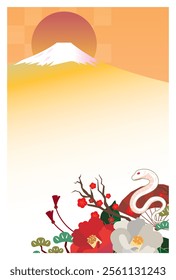 Japanese style New Year's card material 2025 Year of the Snake (Year of the Snake, era name, New Year's greetings, Happy New Year)