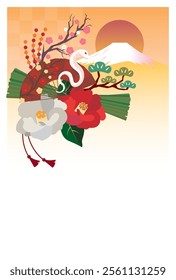 Japanese style New Year's card material 2025 Year of the Snake (Year of the Snake, era name, New Year's greetings, Happy New Year)