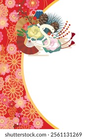 Japanese style New Year's card material 2025 Year of the Snake (Year of the Snake, era name, New Year's greetings, Happy New Year)