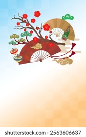 Japanese style New Year's card material 2025 Year of the Snake (Year of the Snake, era name, New Year's greetings, Happy New Year)