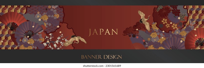 Japanese style pattern banner design.