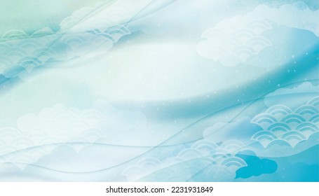 Japanese style pattern gentle light blue illustration background