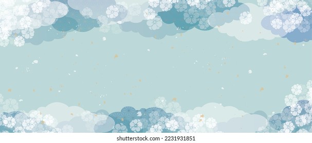 Japanese style pattern gentle light blue illustration background