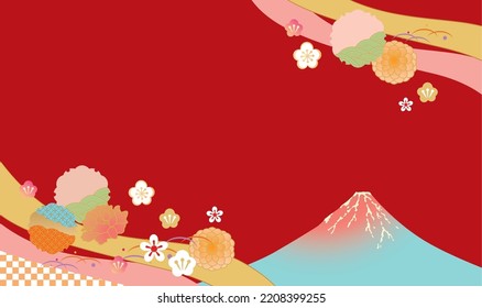 It is a Japanese style pattern illustration with Mt. Fuji